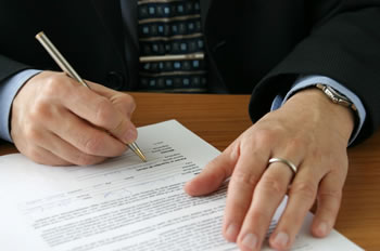 Attorney preparing a legal document