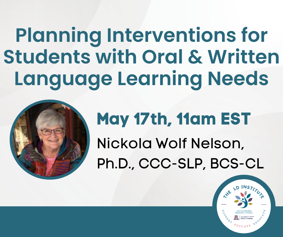 Planning Interventions for Students with Orla & Written Language Learning Needs